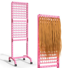 Yumkfoi adjustable braiding rack front view with 280 pegs for ample storage