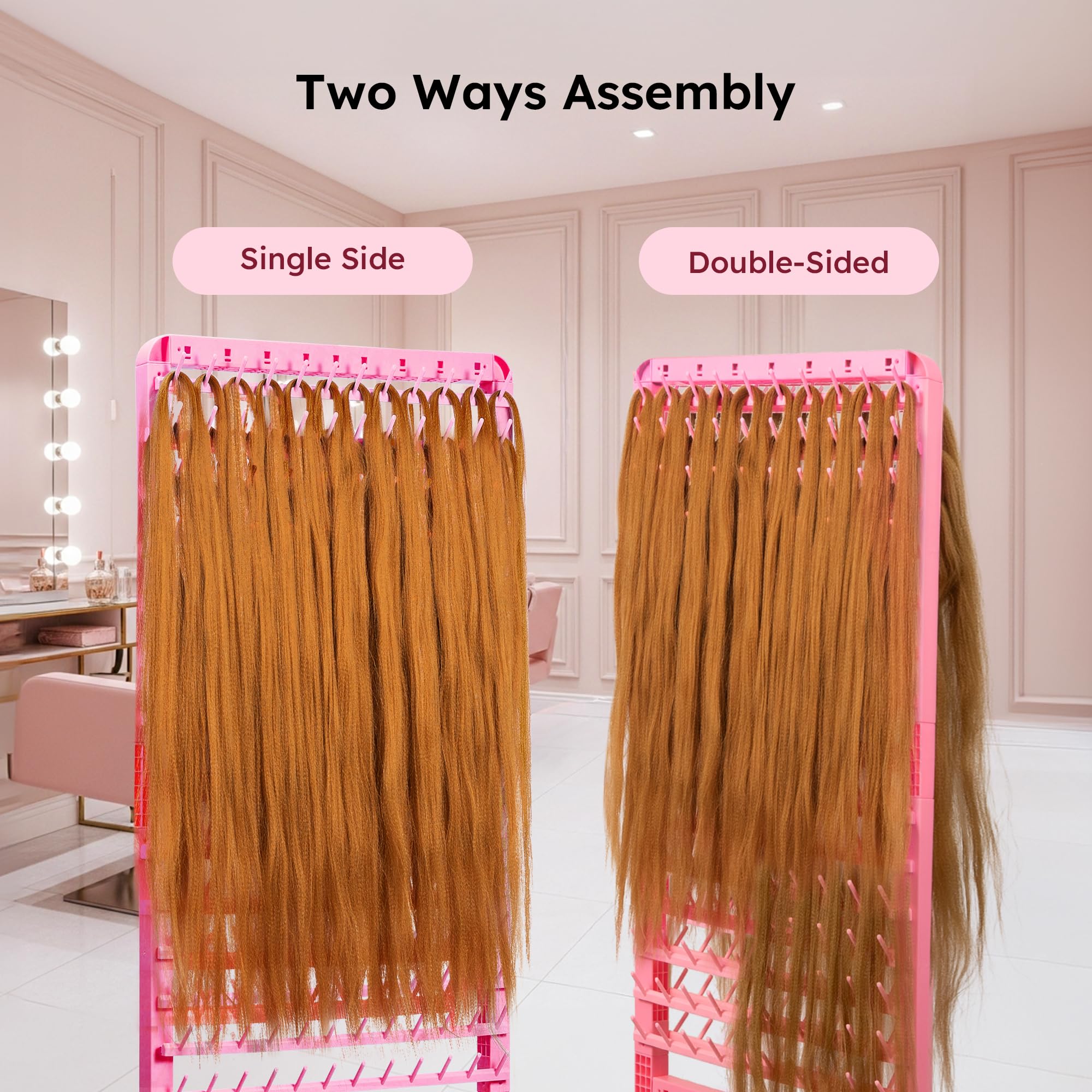 Yumkfoi braiding rack on wheels with brakes for easy movement