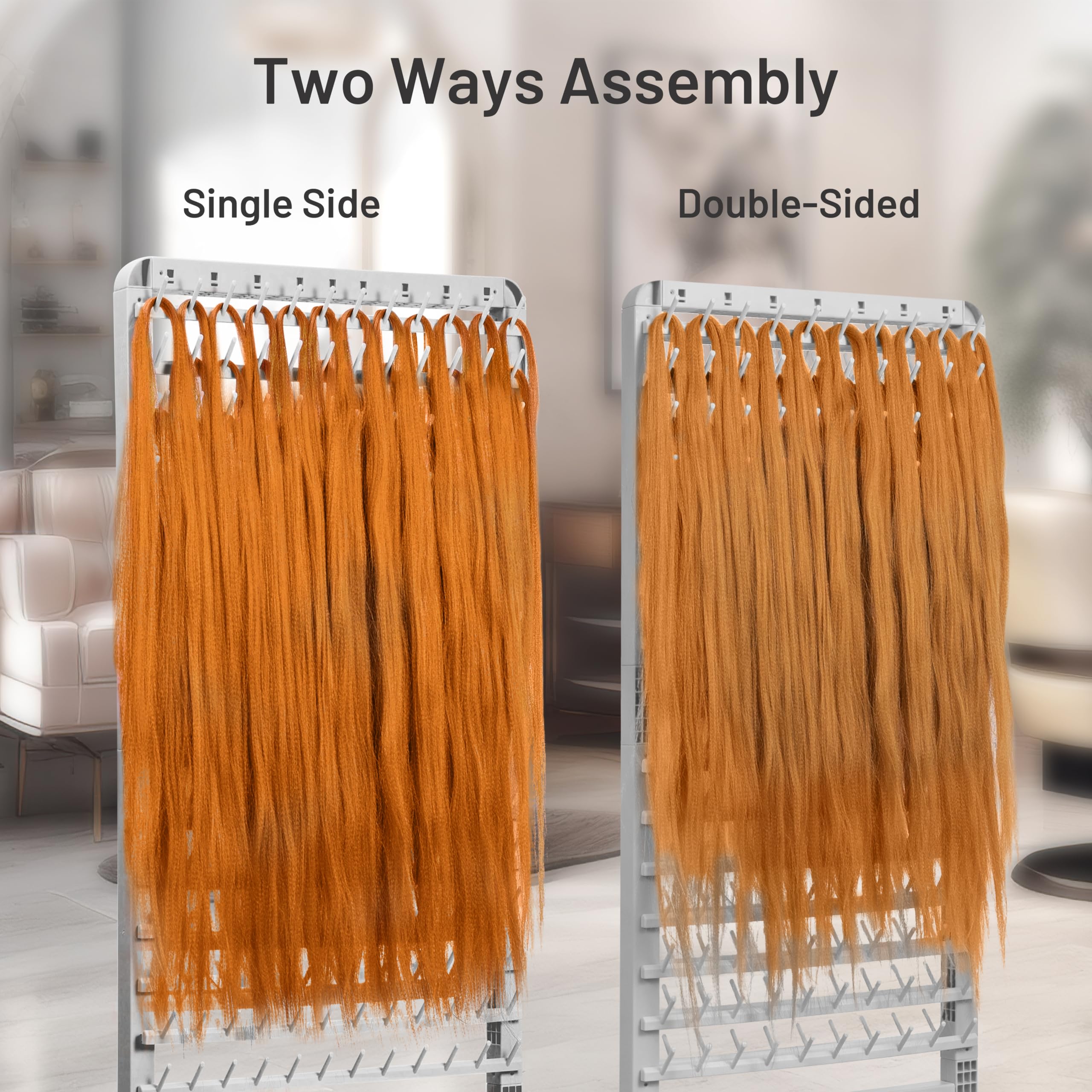 Yumkfoi two-sided braiding stand doubles workspace for faster service.
