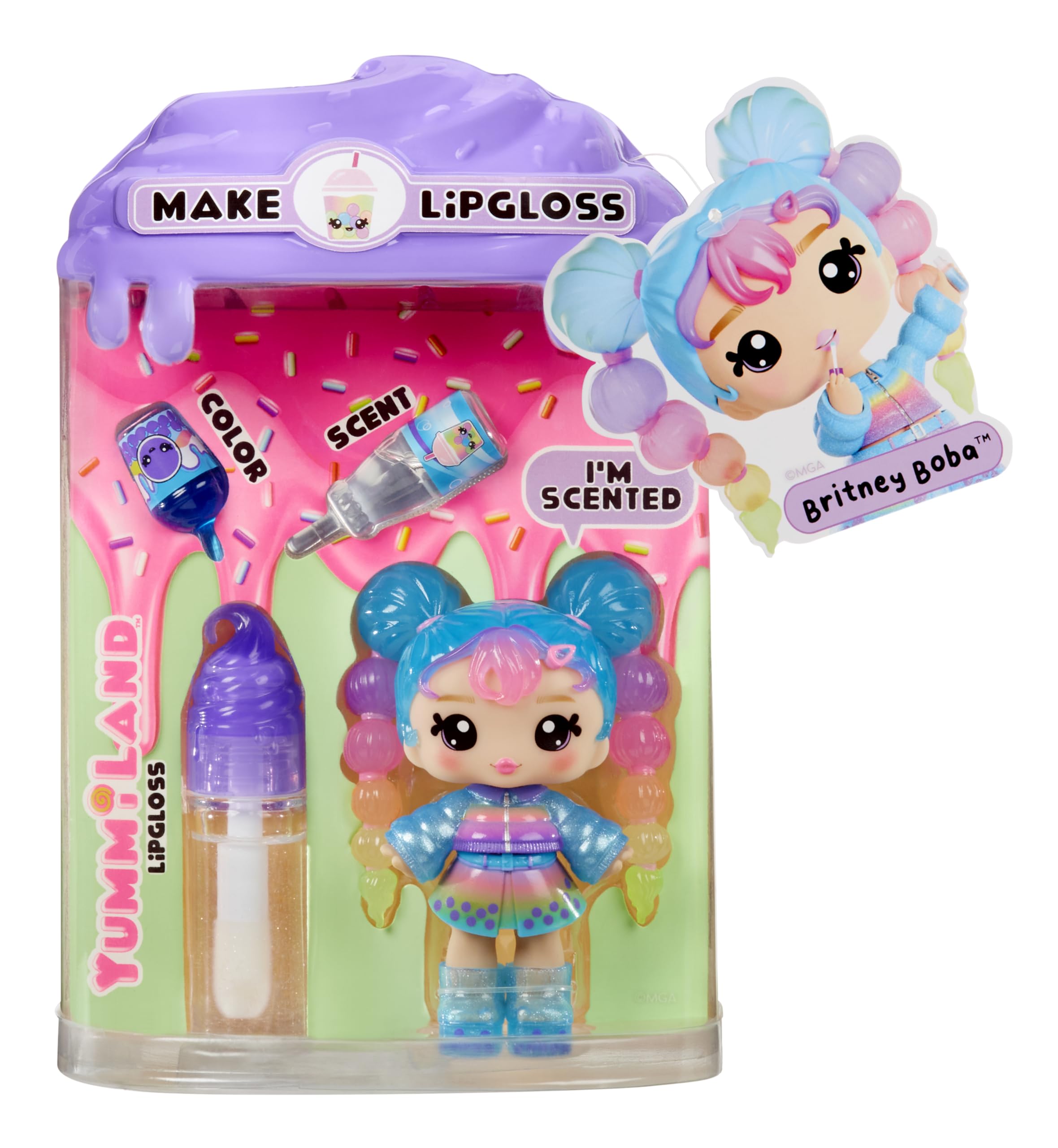Yummiland Britney Boba doll with DIY lip gloss kit ready for creative play.