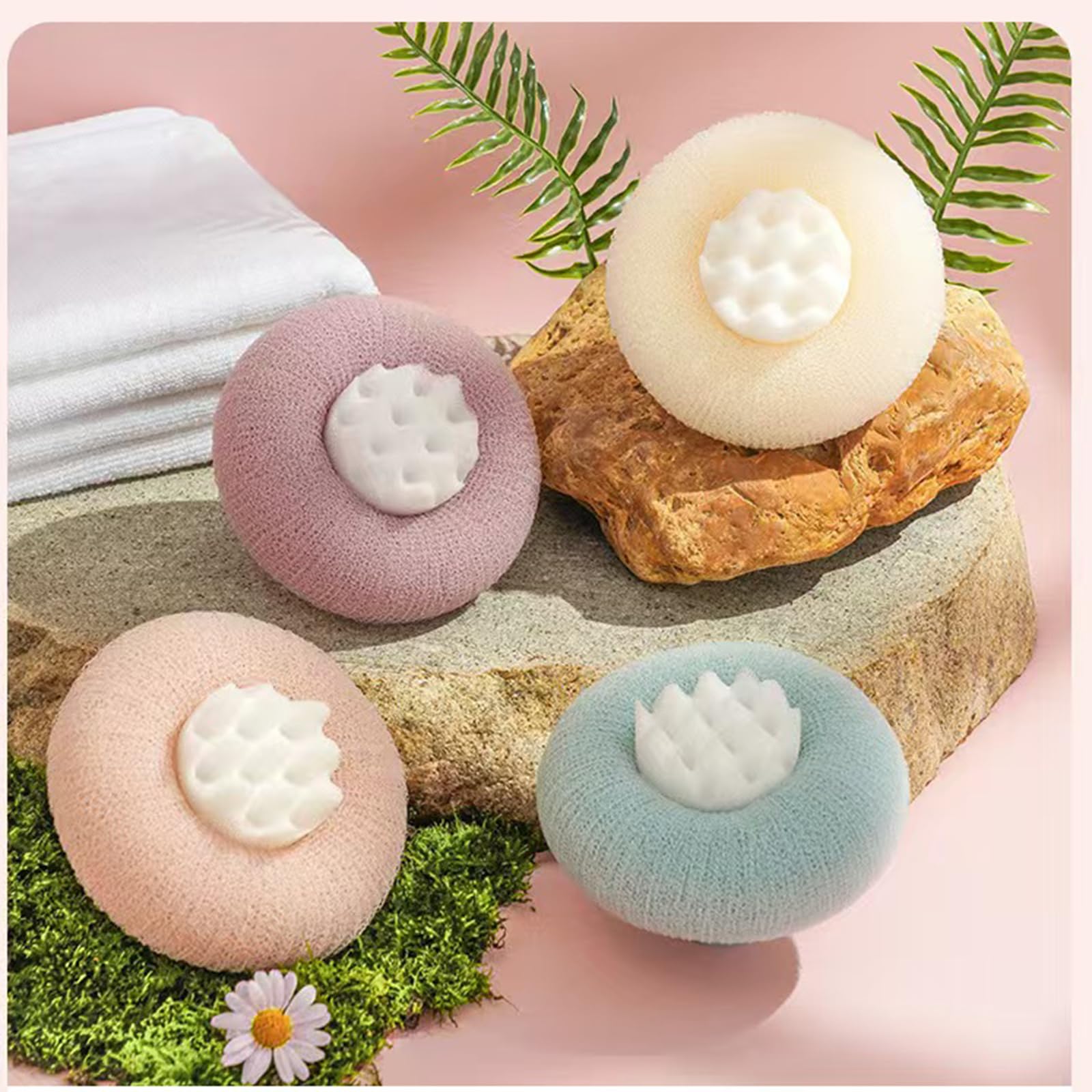 YUMMIS Sunflower Bath Ball front view for ultra-soft cleansing and foamy lather