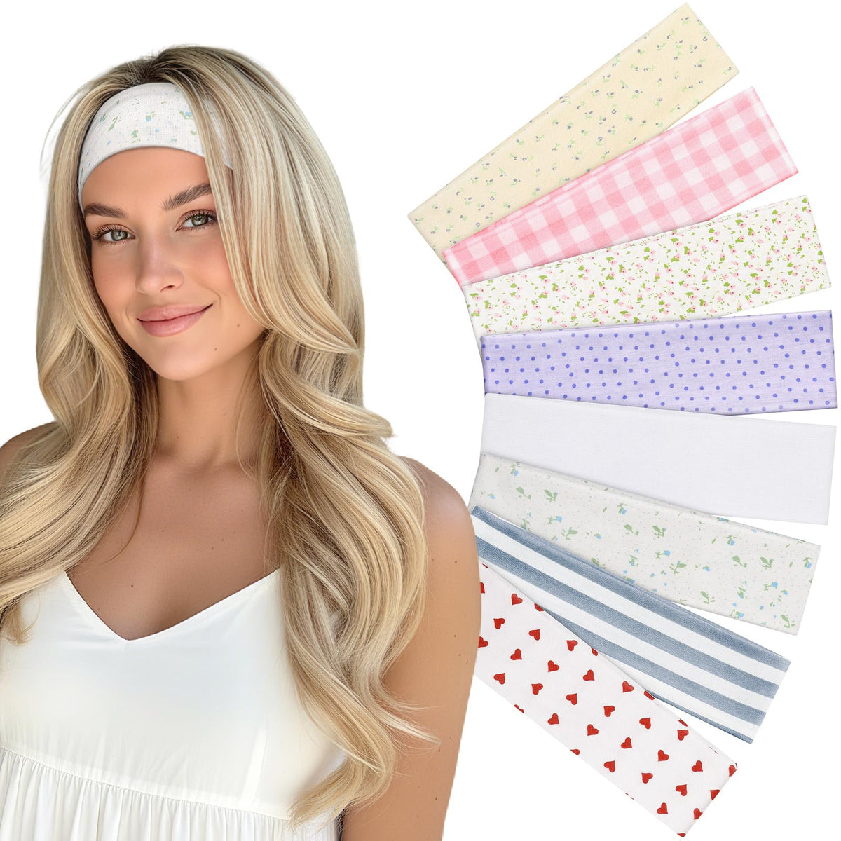 Yunaking 8pc headbands front view for versatile styling and daily wear