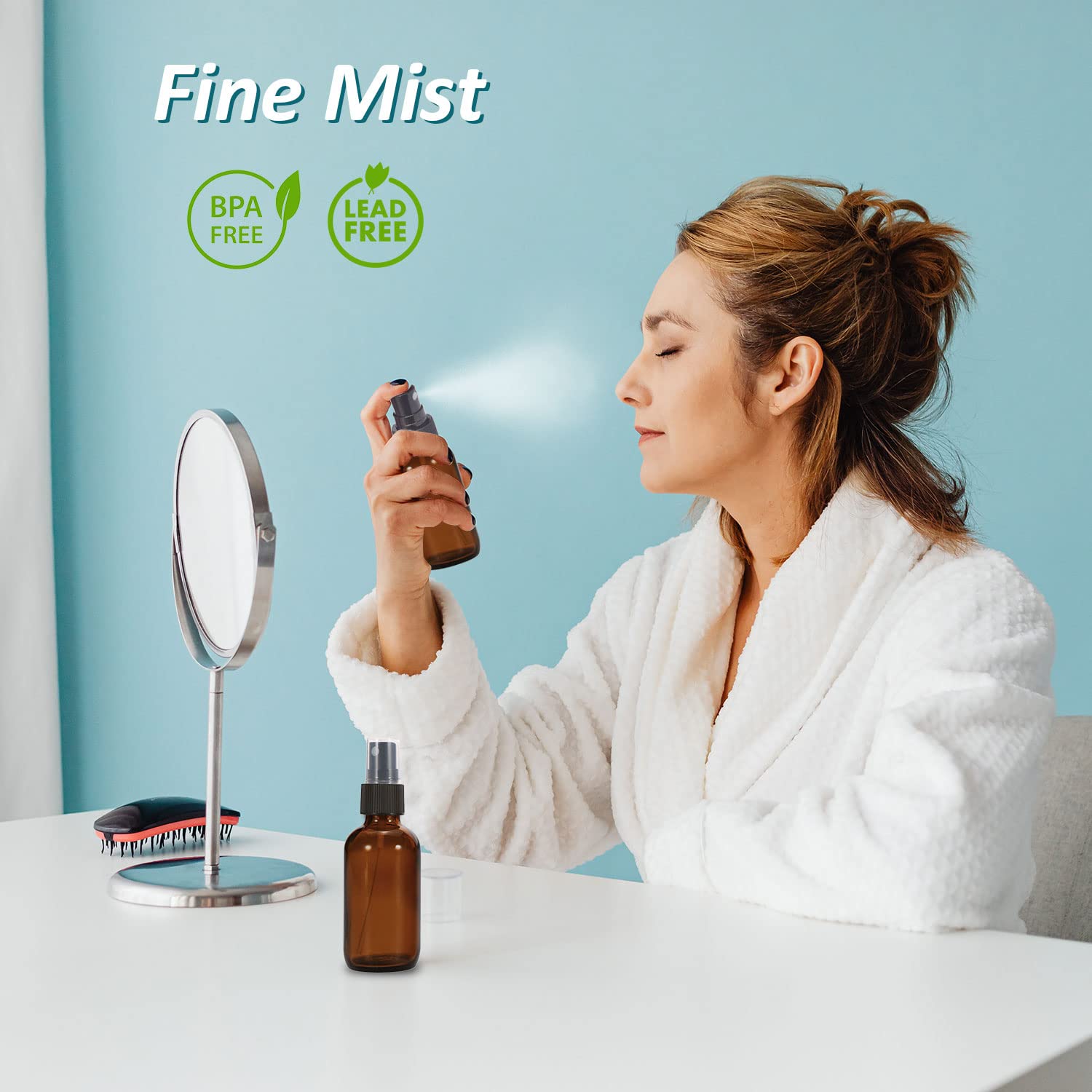 YUNFOOK BPA-free PET spray top keeps fine mists safe and hygienic.