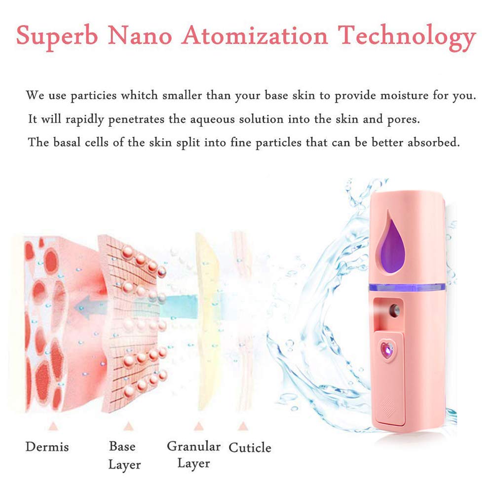 YUNYILAN mini facial mister with mirror for on-the-go appearance checks.