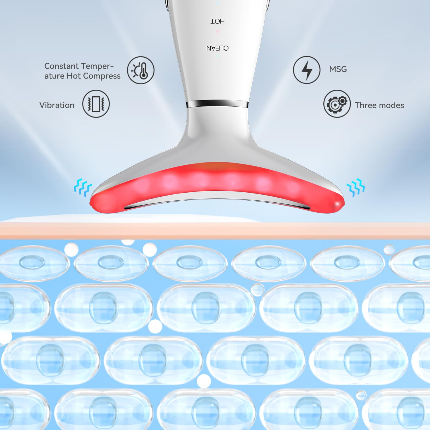 YUNRUO massager in use on face and neck for at-home care