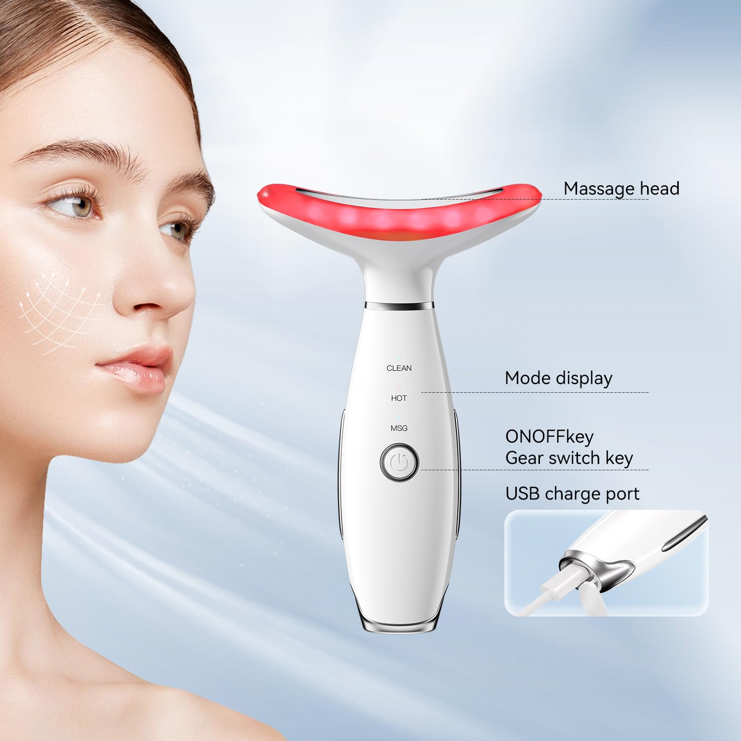 YUNRUO massager includes USB-C cable for easy charging