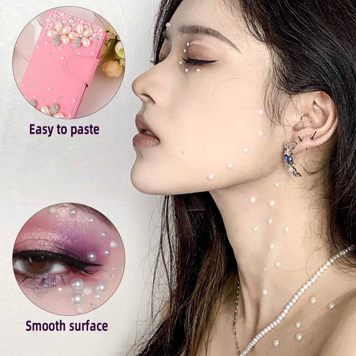 Yuntop colorful pearl gems for makeup details and beauty looks with smooth adhesion.