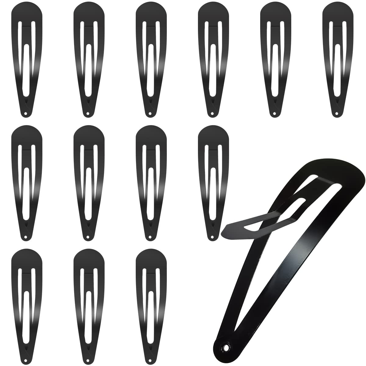 Pinza Yuntop grande de metal negro para peinados diarios con agarre firme.