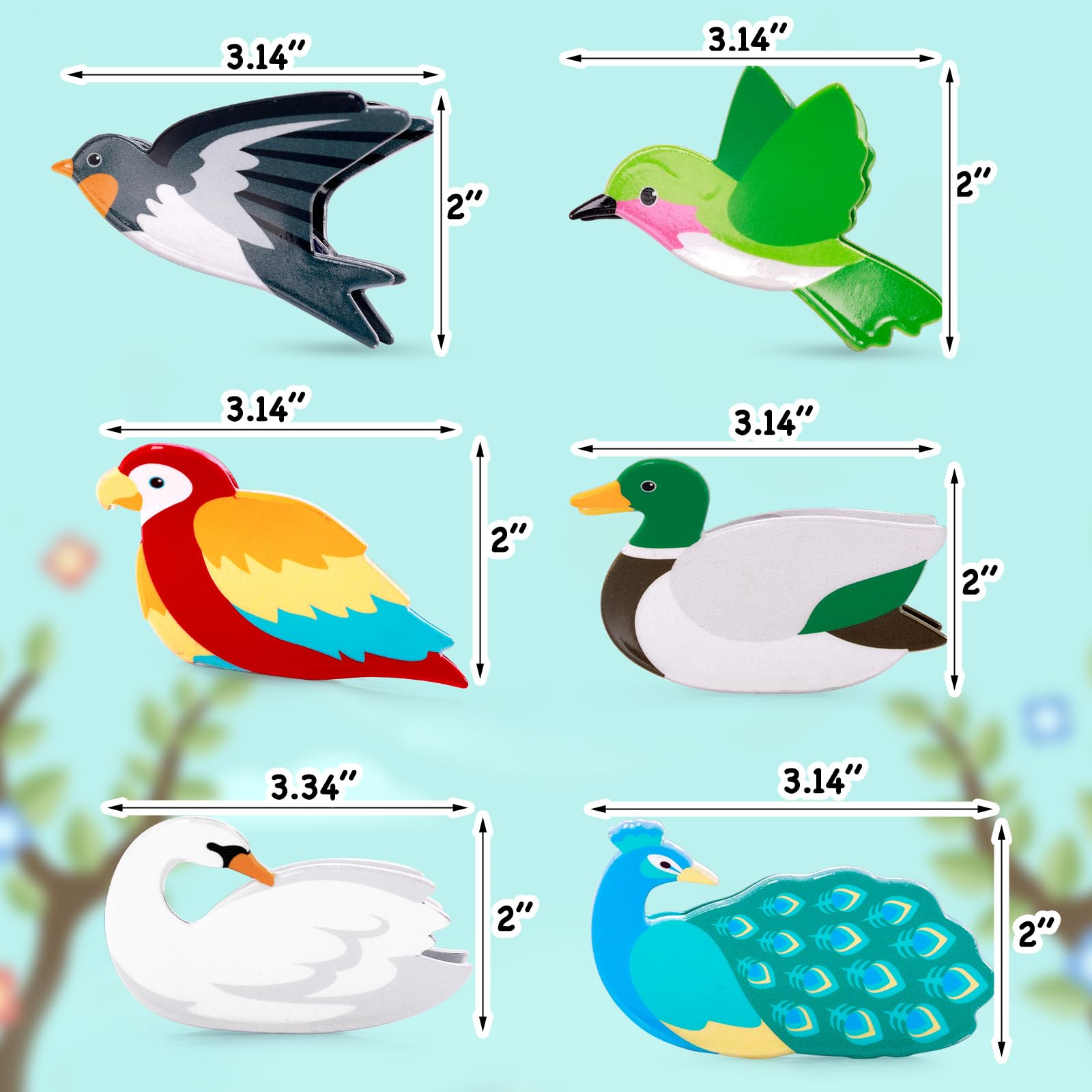 Yussti Birds Hair Clips colors showcase vivid patterns for everyday cheer