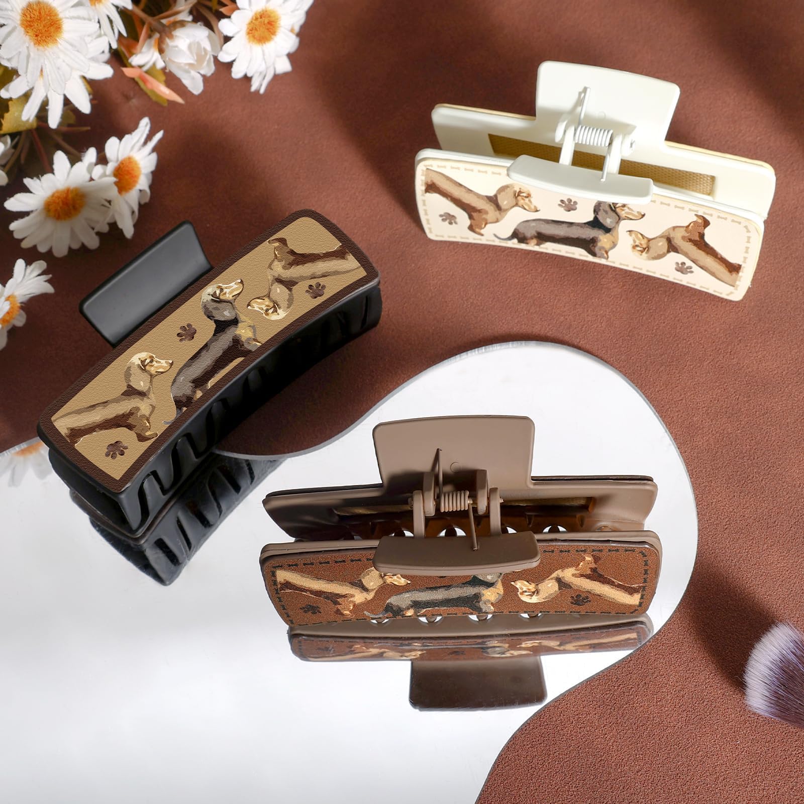 Yussti dachshund dog hair clip adds playful flair to outfits.