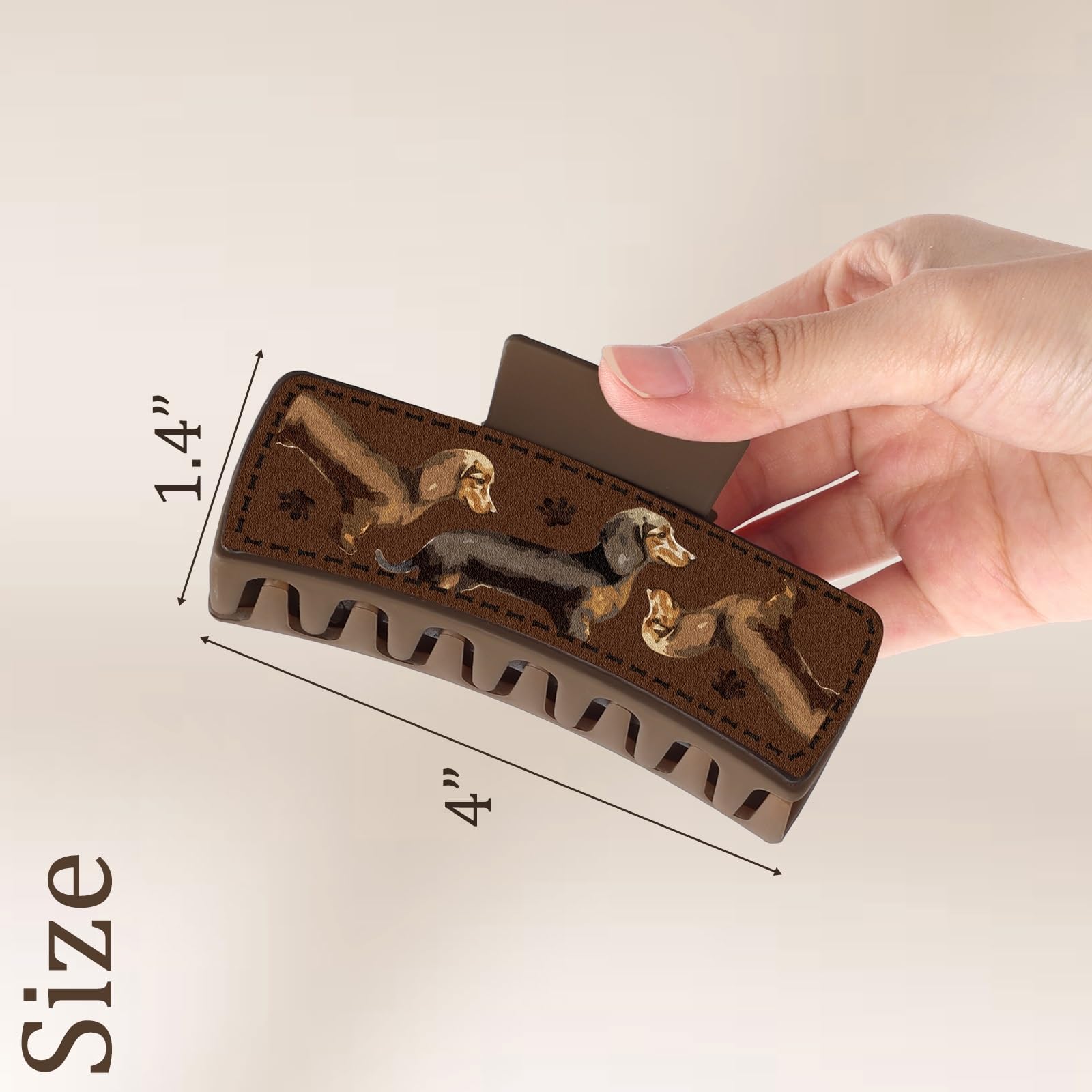Yussti leather dachshund hair clip shows premium grip for durable, stylish styling.