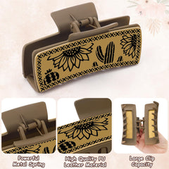 Yussti Western Leather Hair Claw Aztec Pattern offers bold pattern for statement styles.