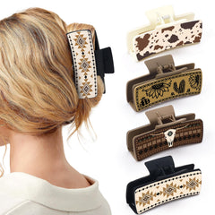 Yussti Western Leather Hair Claw Sunflower clip adds sunny prairie flair for everyday hairstyles.