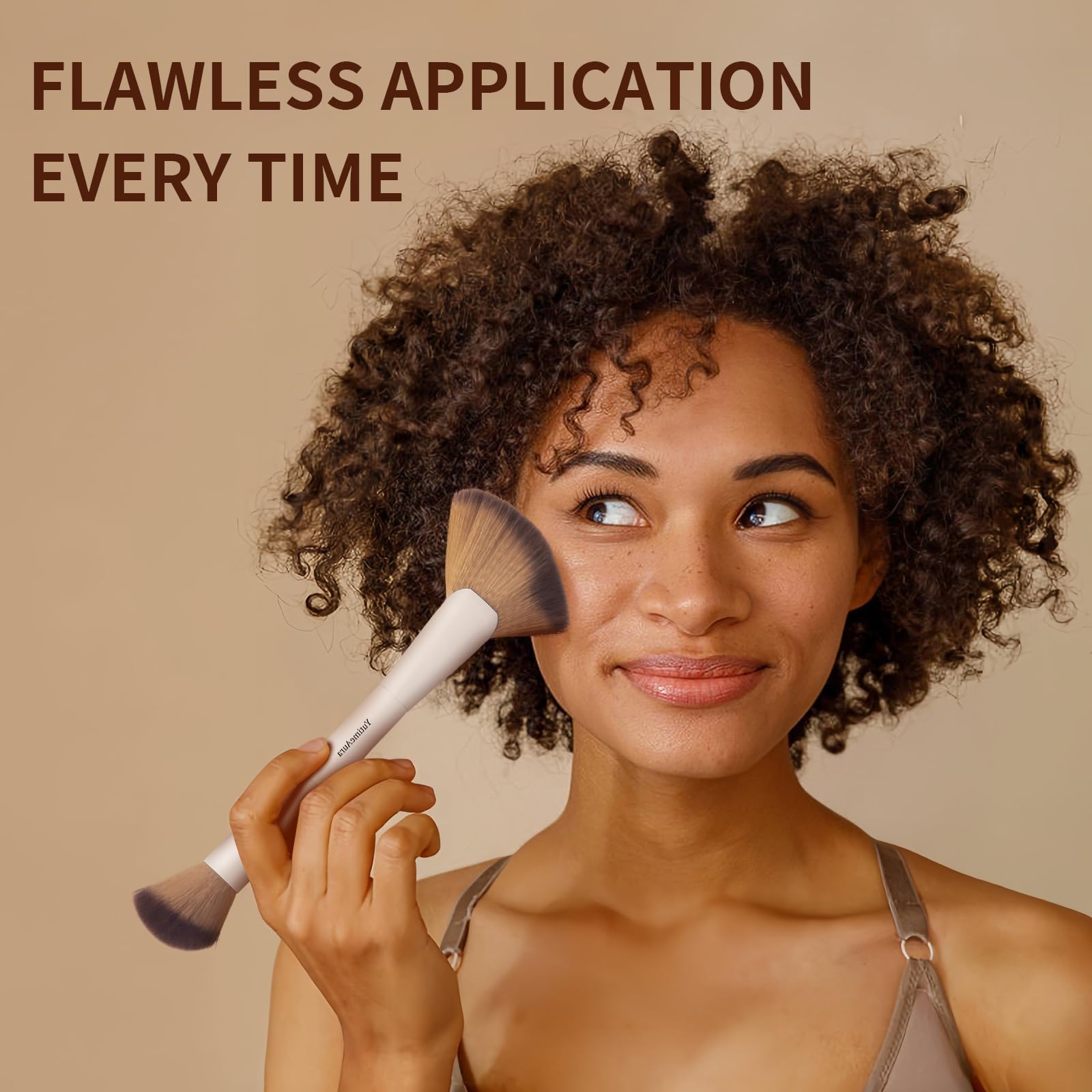 YutimeAura blush highlighter brush closeup delivers soft sweep for natural radiance