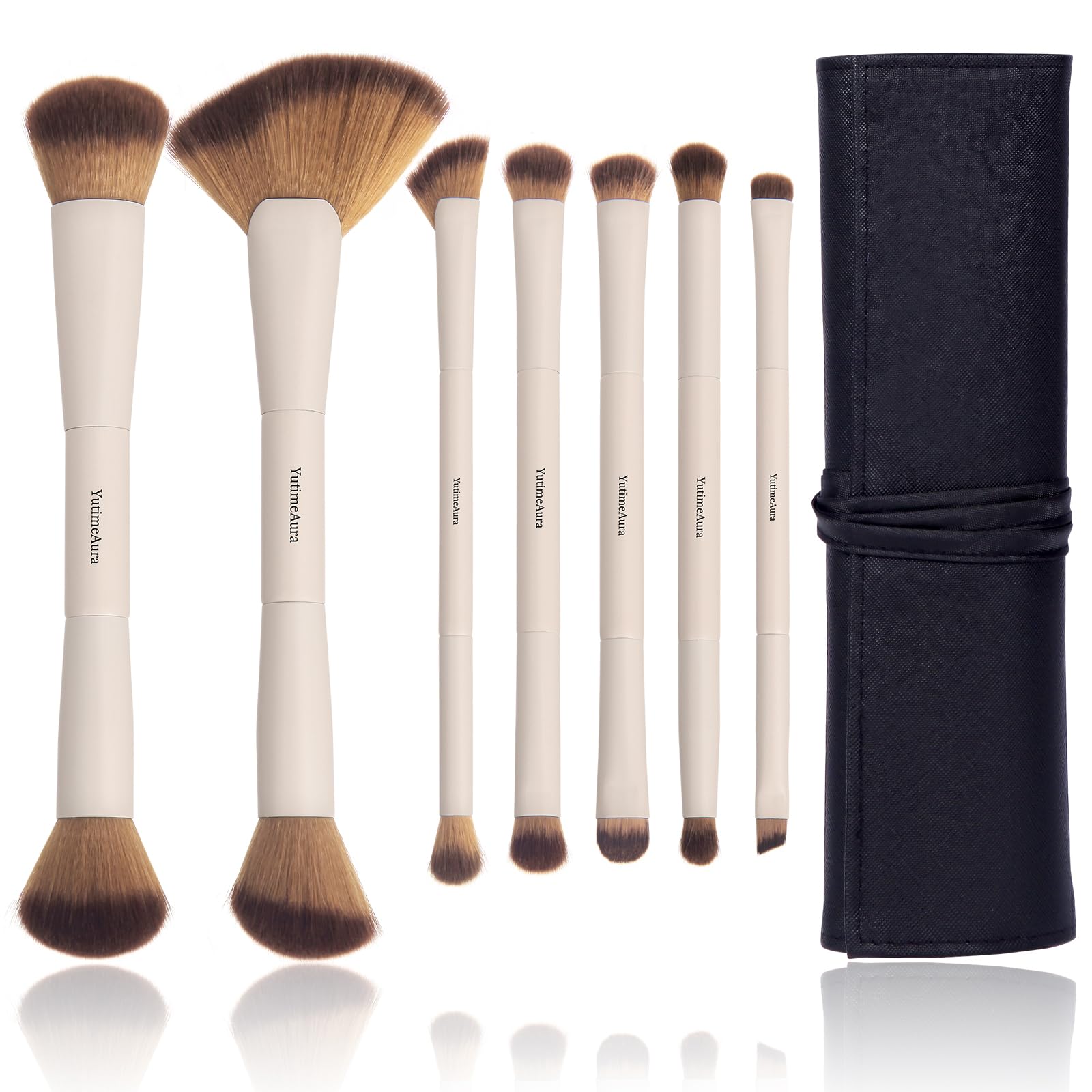 YutimeAura dual end brush set 7pcs closeup for versatile foundation and powder applications