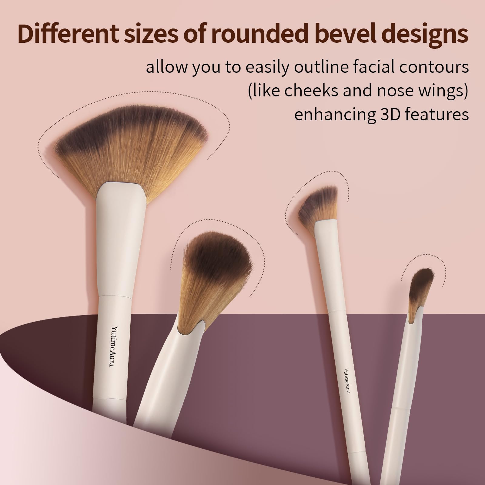 YutimeAura eyeshadow brush closeup enables blending and shaping for defined looks