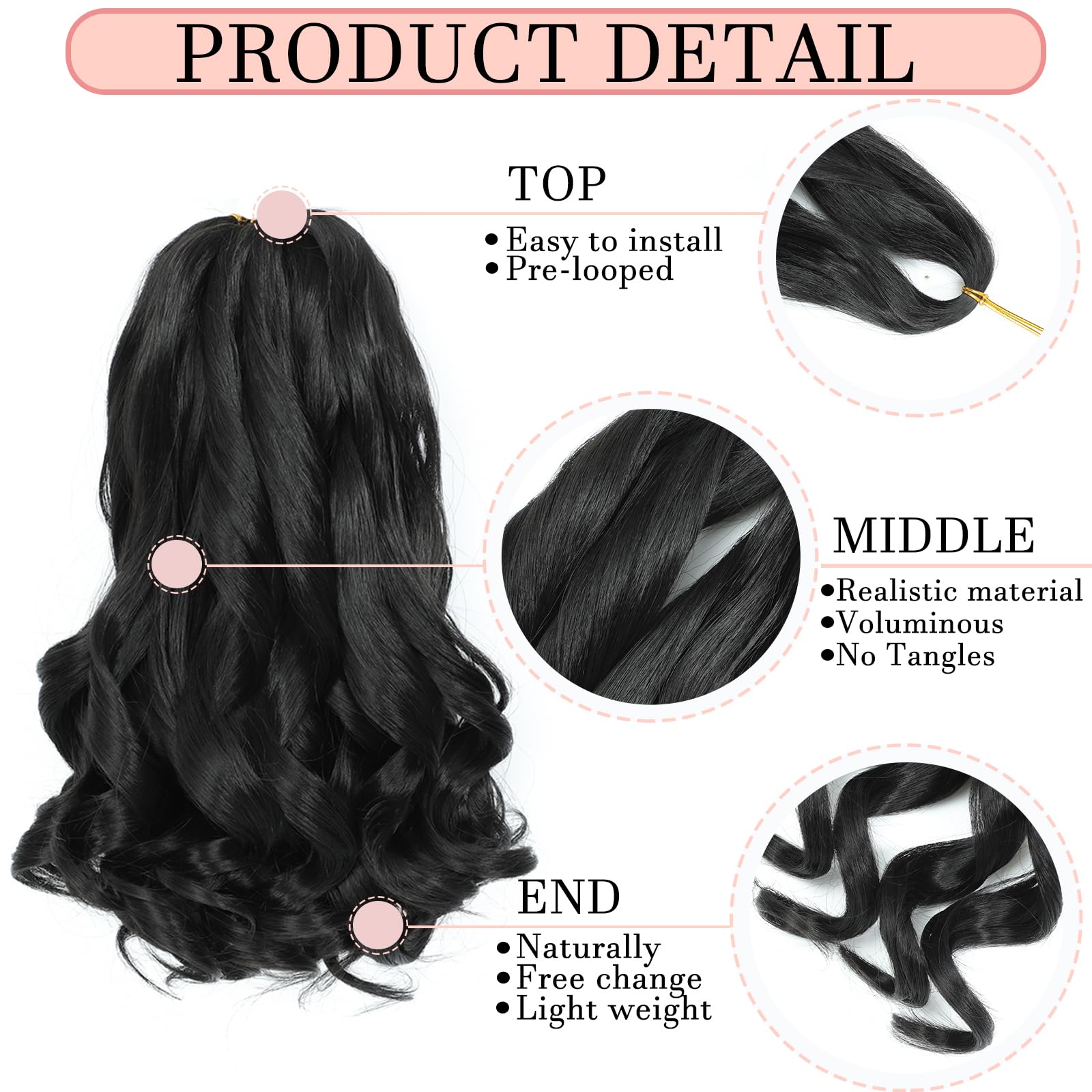YUUYEE French Curl Braiding Hair 14-inch braid assembly highlighting easy prep and color blend