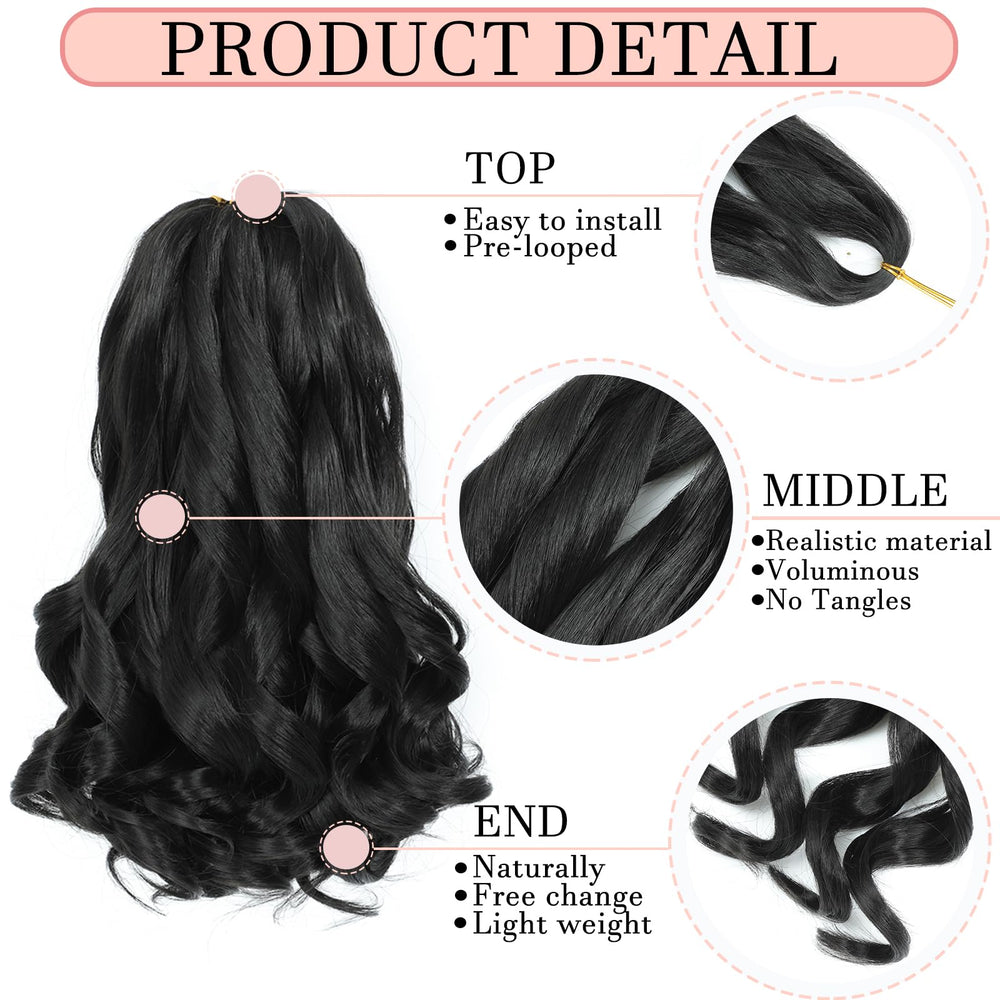 YUUYEE French Curl Braiding Hair 14-inch braid assembly highlighting easy prep and color blend