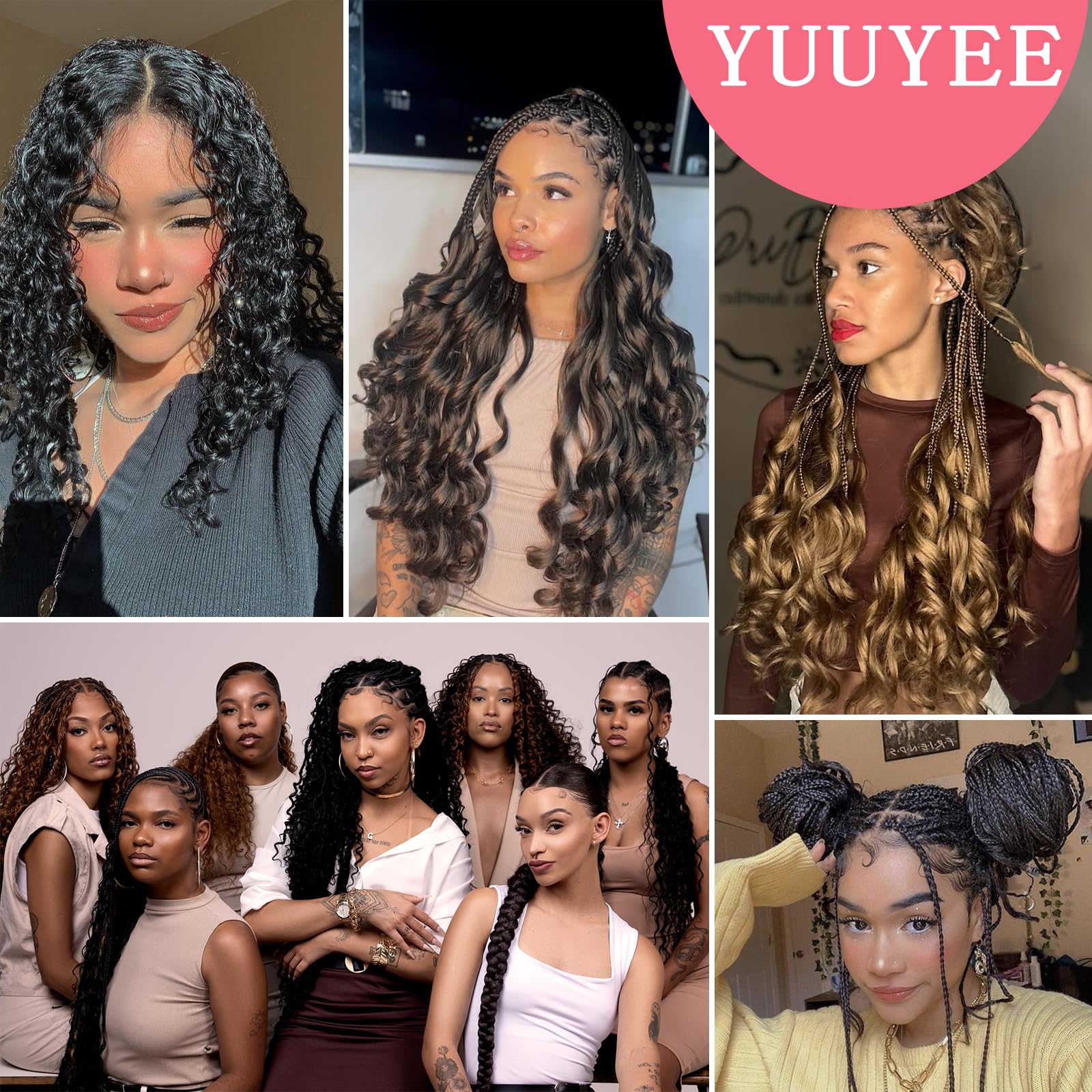 YUUYEE French Curl Hair 14-inch styled on model for versatile looks