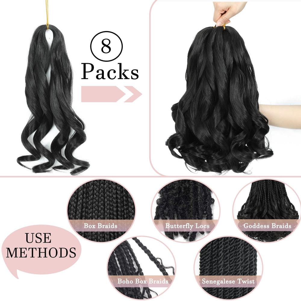 YUUYEE French Curl Braiding Hair 14-inch multi style options on model