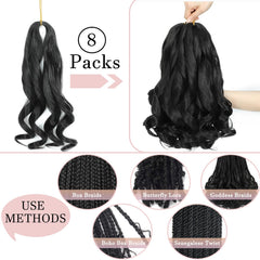 YUUYEE French Curl Braiding Hair 14-inch multi style options on model