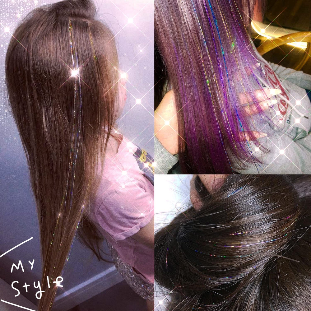 YUUYEE hair tinsel 12 colors 2760 strands showing versatile color options