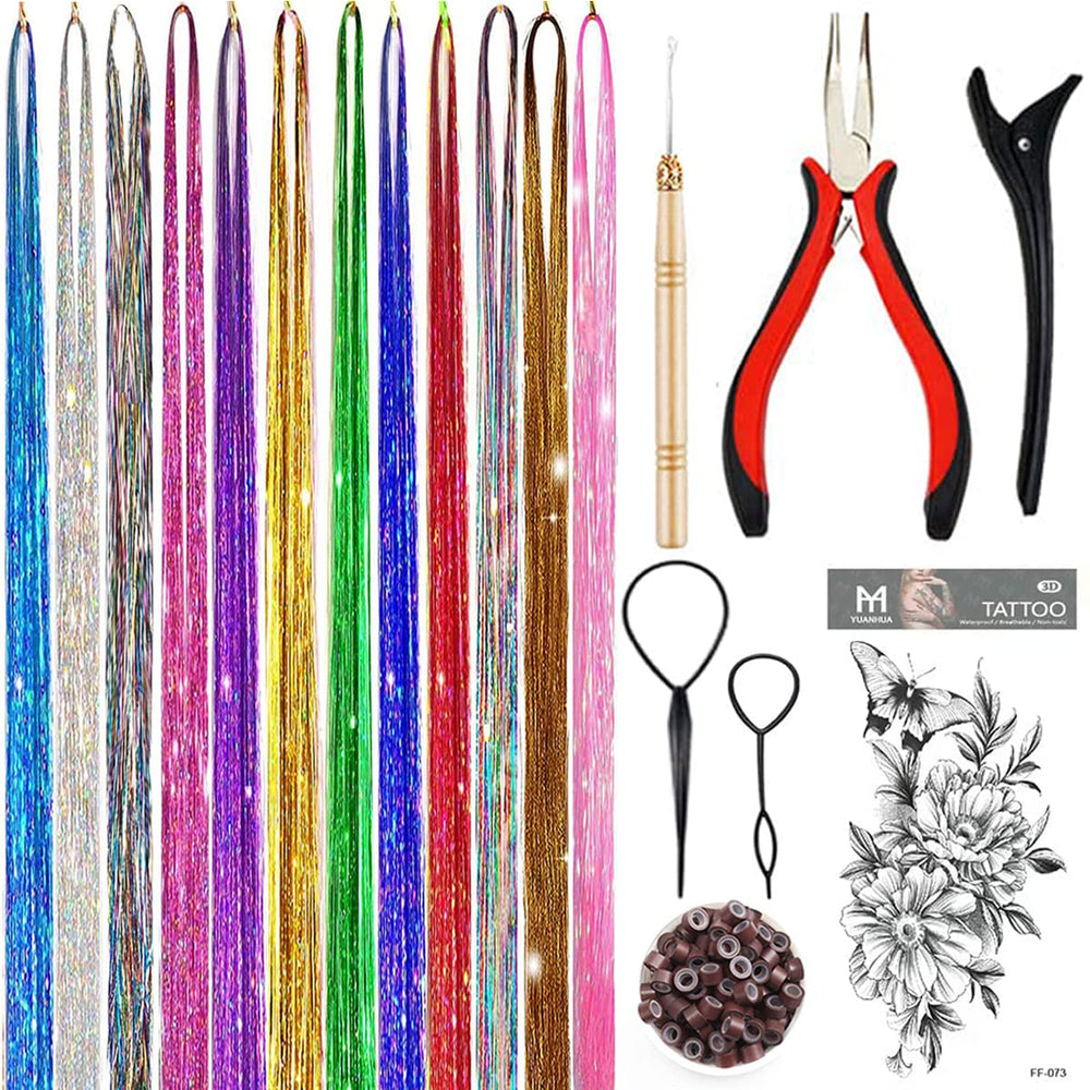 YUUYEE hair tinsel kit full set with vibrant colors for instant sparkle