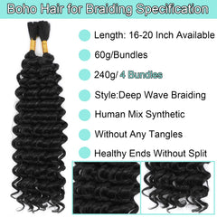 YUUYEE wet and wavy bulk hair texture showcased for braiding looks.