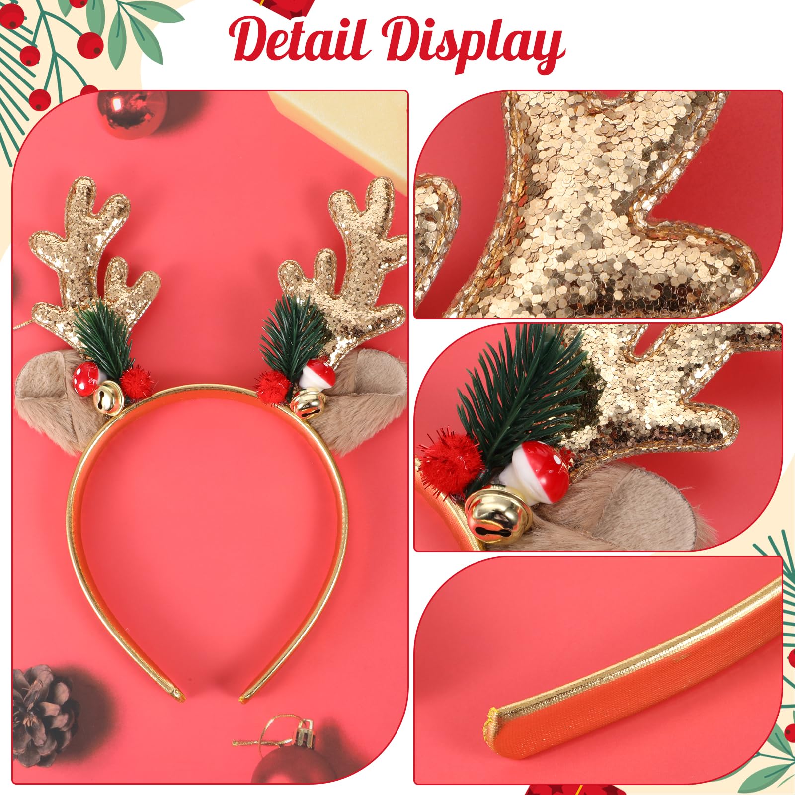 YUXIANLB Christmas headband adjustable fit demonstrates suitability for most head sizes.