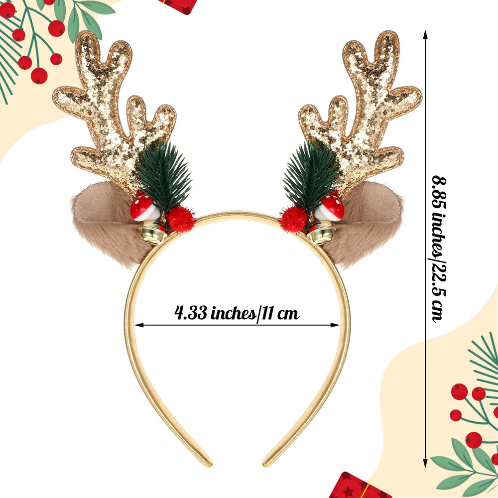 YUXIANLB headband mushrooms and bells detail is ideal for festive photos.