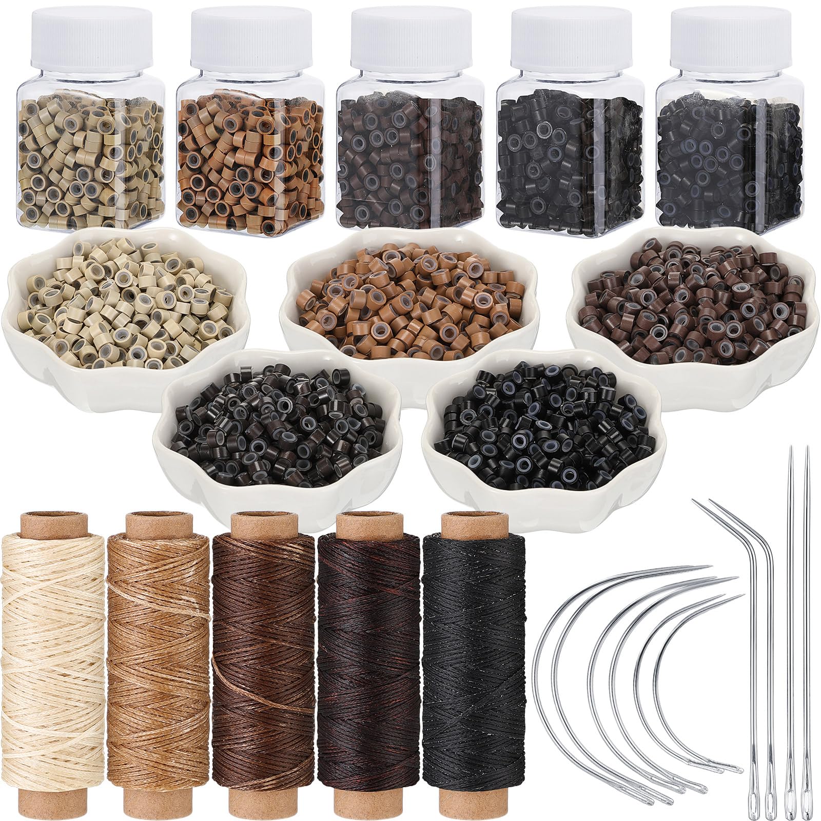 Yuxung hair extensions link beads packaging shows complete kit contents for DIY projects.