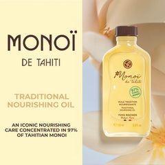 Yves Rocher Monoï Tahiti oil pour shows easy, targeted application for hydration.