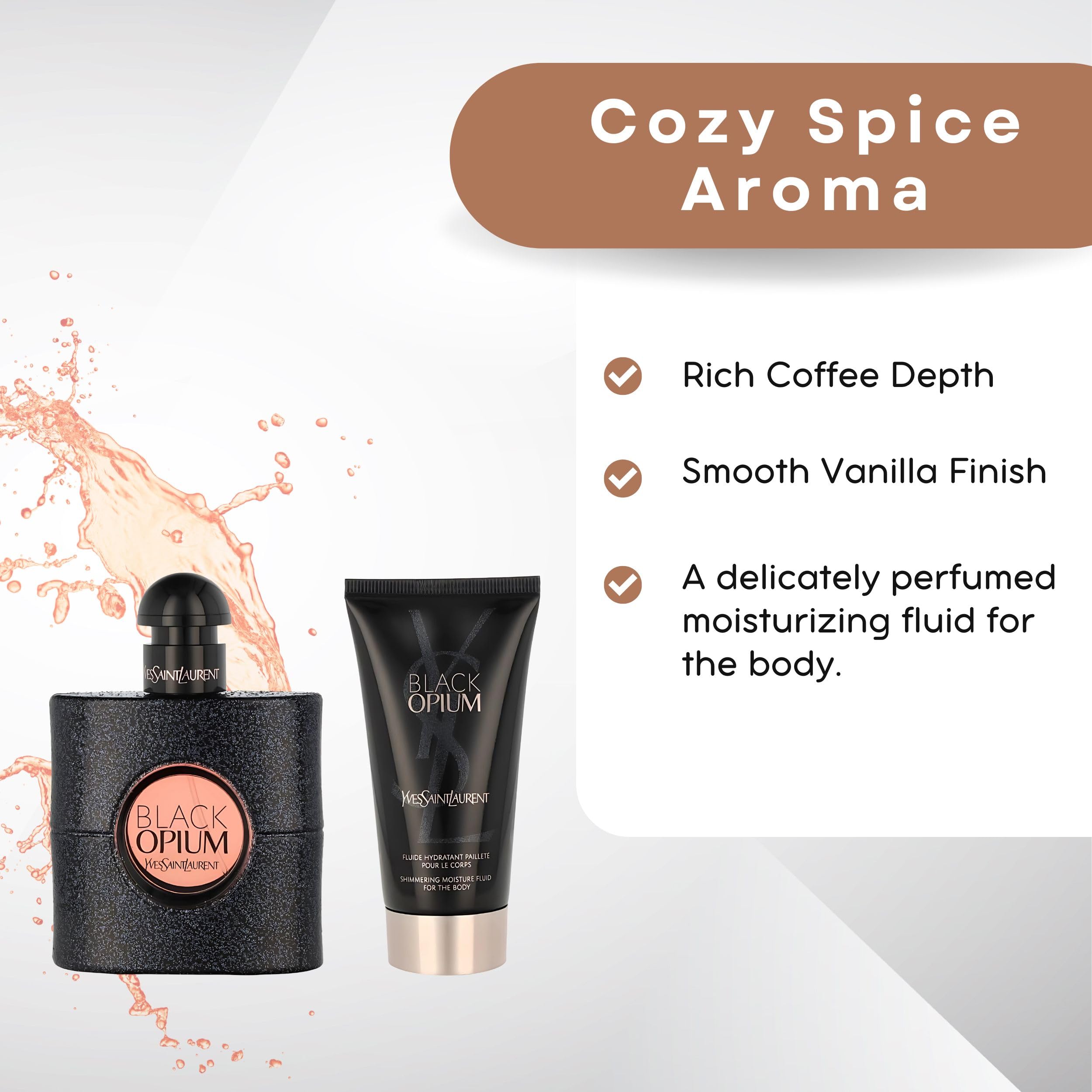 Yves Saint Laurent Black Opium coffee-note close-up emphasizing bold scent profile.
