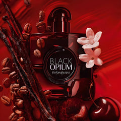YSL Black Opium Over Red bottle cap closeup shows luxurious finish for gifting.