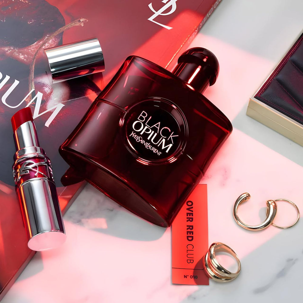 YSL Black Opium Over Red packaging demonstrates premium presentation for display or gifting.