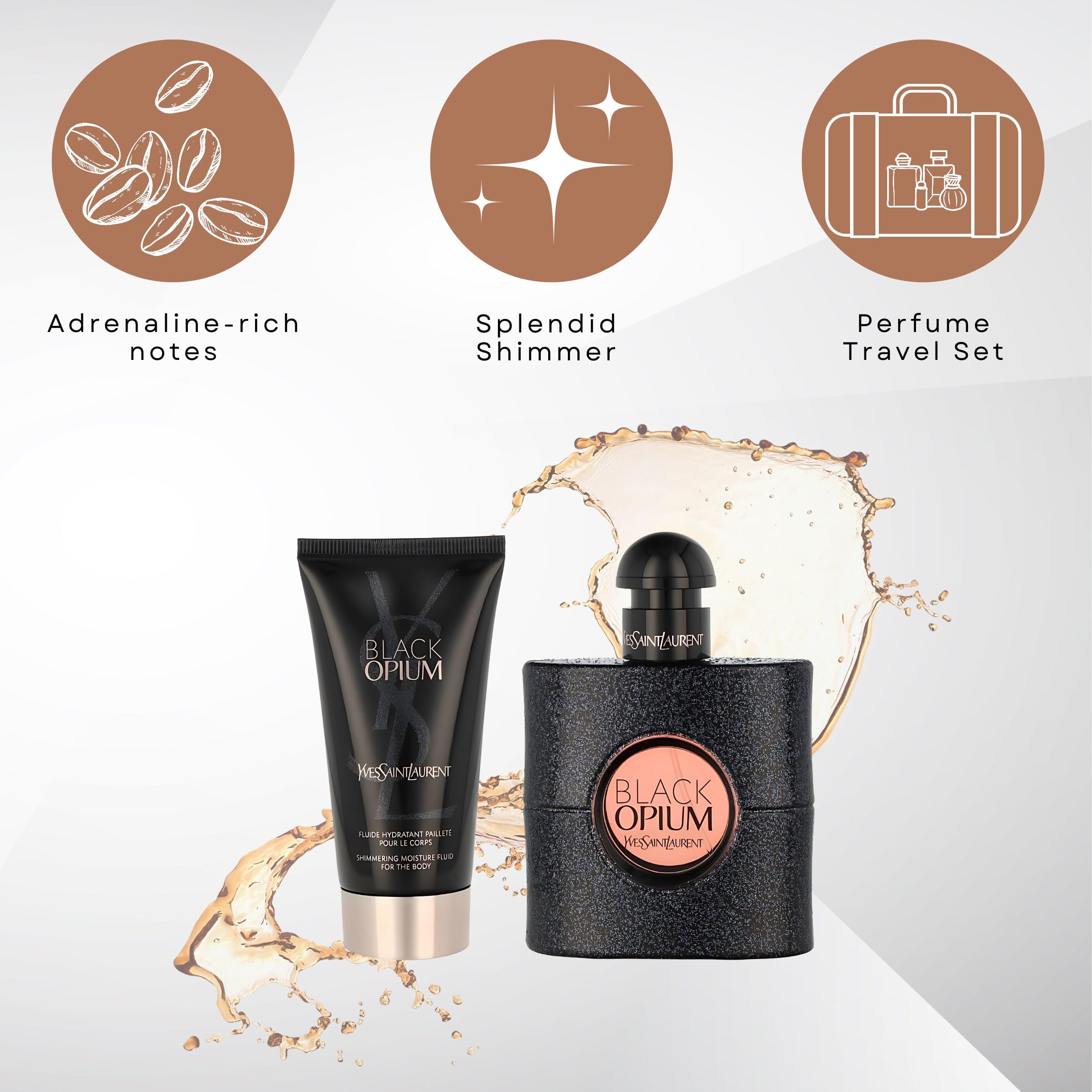 Yves Saint Laurent Black Opium packaging image showcasing premium design of the holiday set.