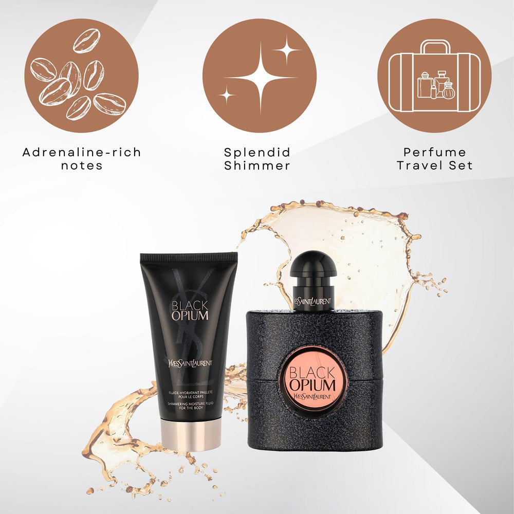 Yves Saint Laurent Black Opium packaging image showcasing premium design of the holiday set.