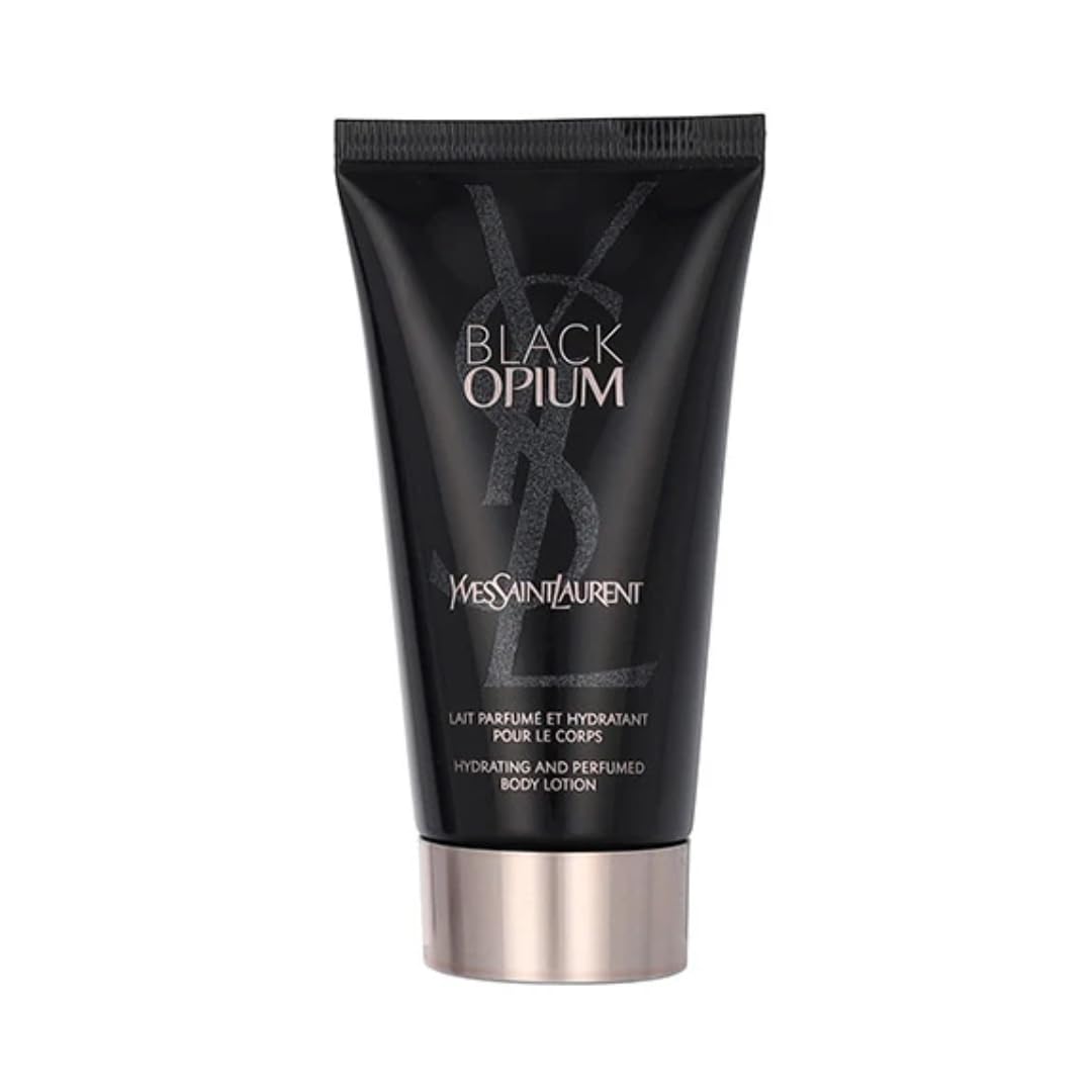 Yves Saint Laurent Black Opium shimmering moisture fluid bottle for luminous hydration.