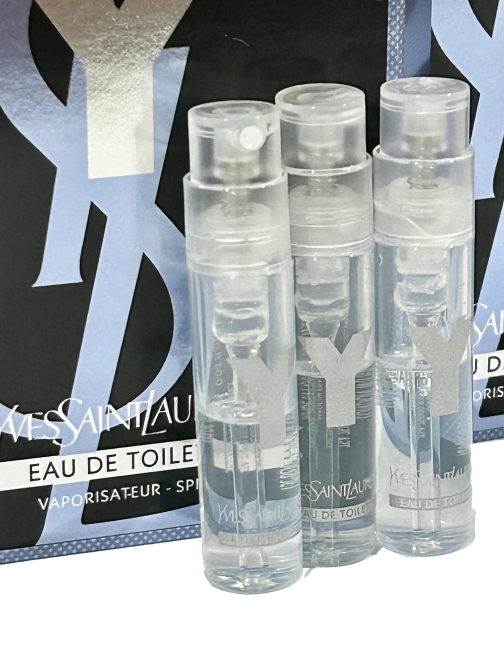 YSL Y Men EDT vial two for travel-friendly sampling.
