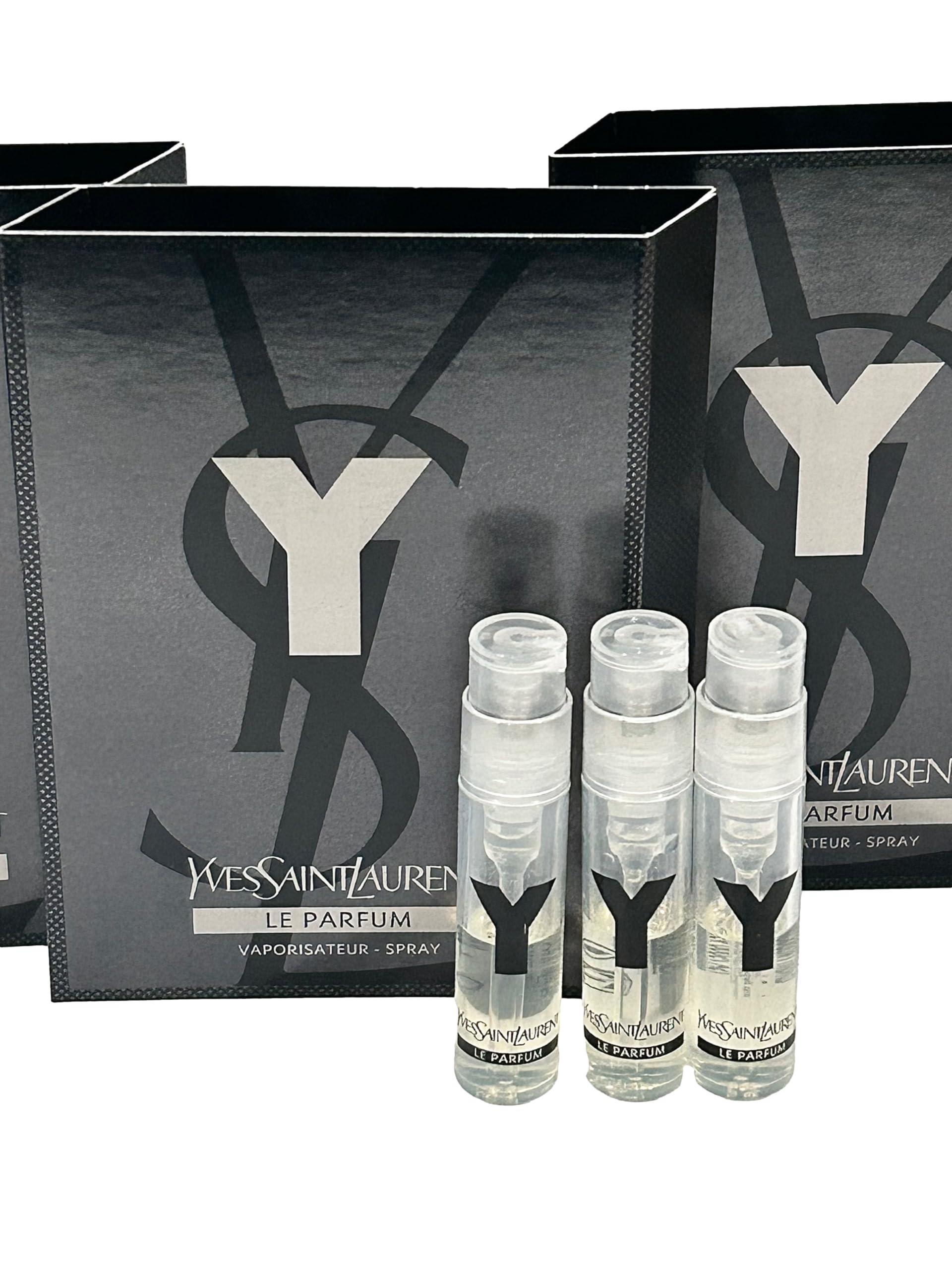 Yves Saint Laurent Y Men packaging with partially filled vials ready for trial.