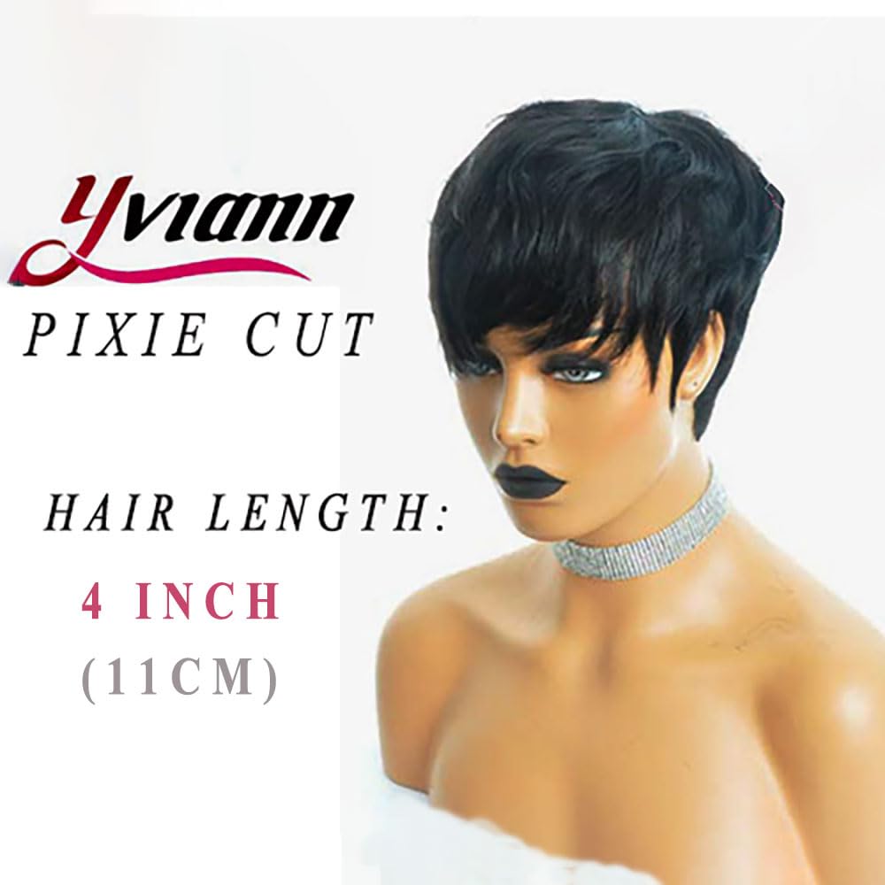 Yviann short wig color-variation closeup authentic 1B shade