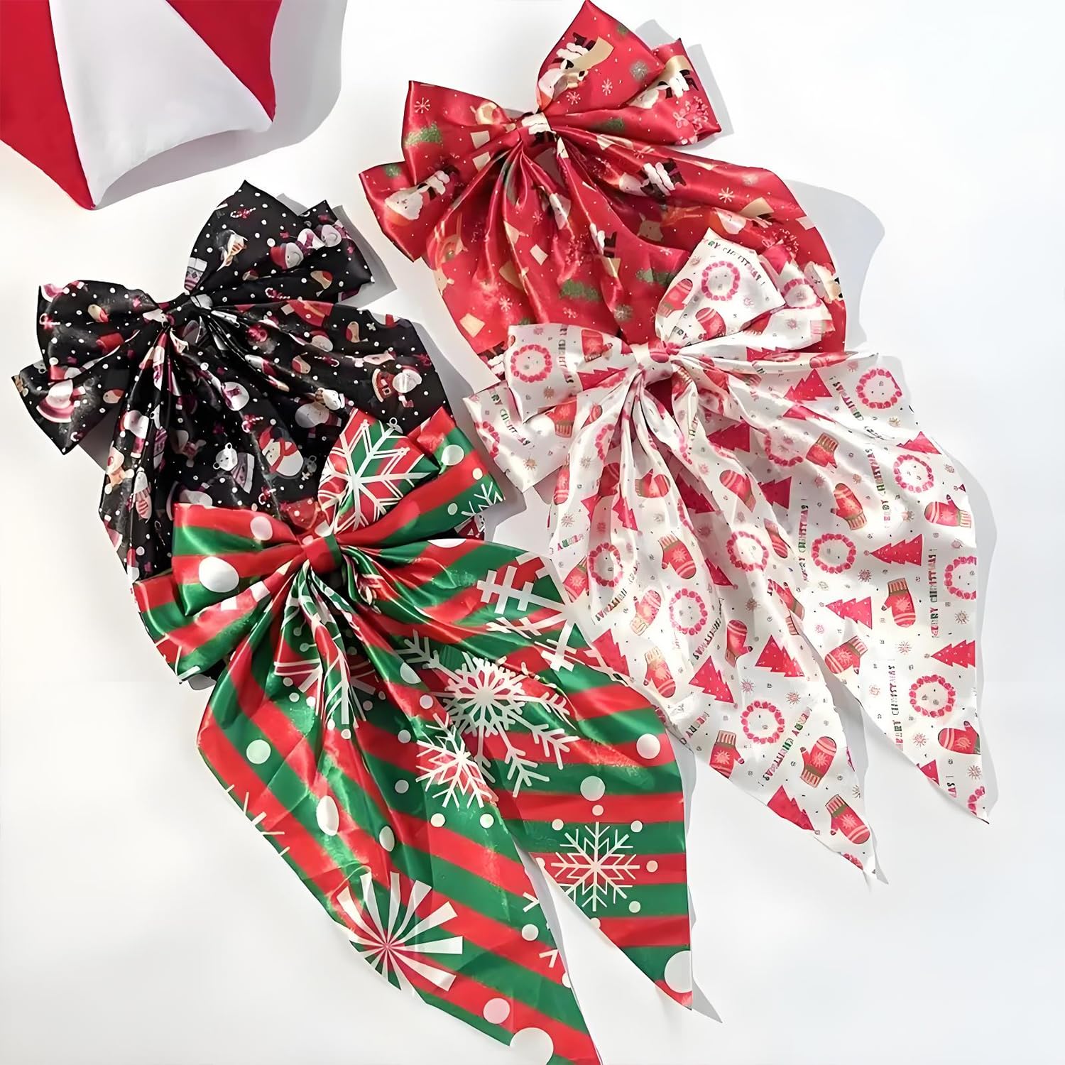 YWAOAIJD christmas satin bow clip with gloves motif for playful outfits