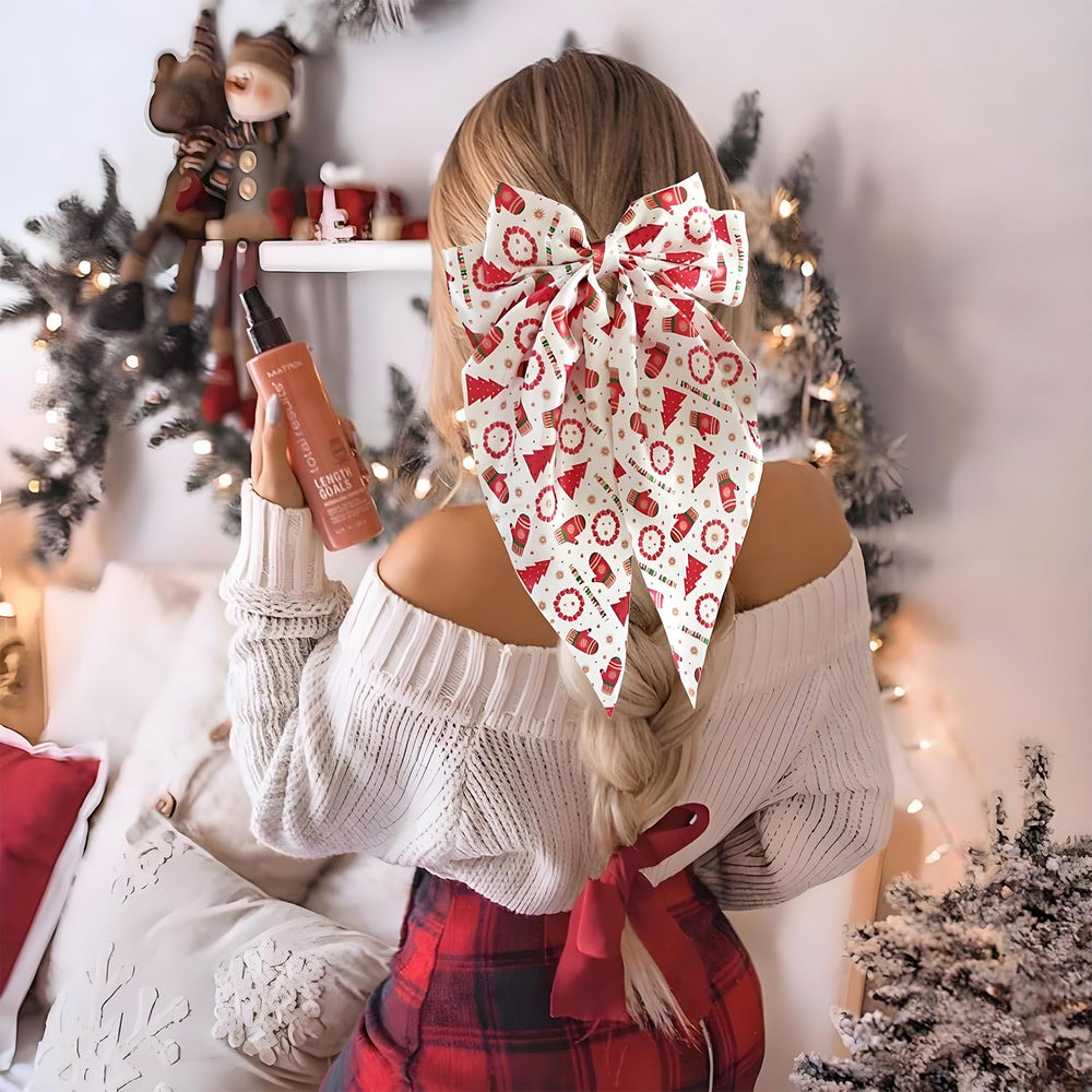 YWAOAIJD christmas satin bow clip snowflakes design enhances festive hairstyles