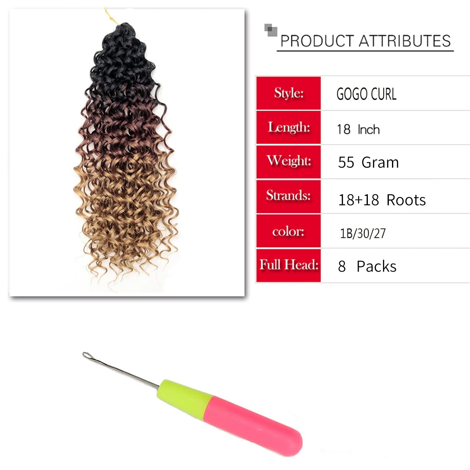 YXCHERISHAIR GoGo Curl 18in 1B/27—soft, glossy deep wave