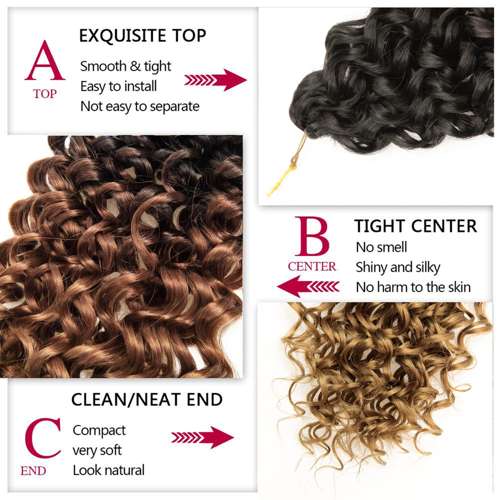 YXCHERISHAIR Synthetic Bohemian Crochet Hair—water-wave texture in 18in