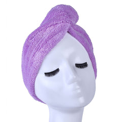 YYXR twist hair turban drying cap shows secure-button wrap for tangle-free wear.