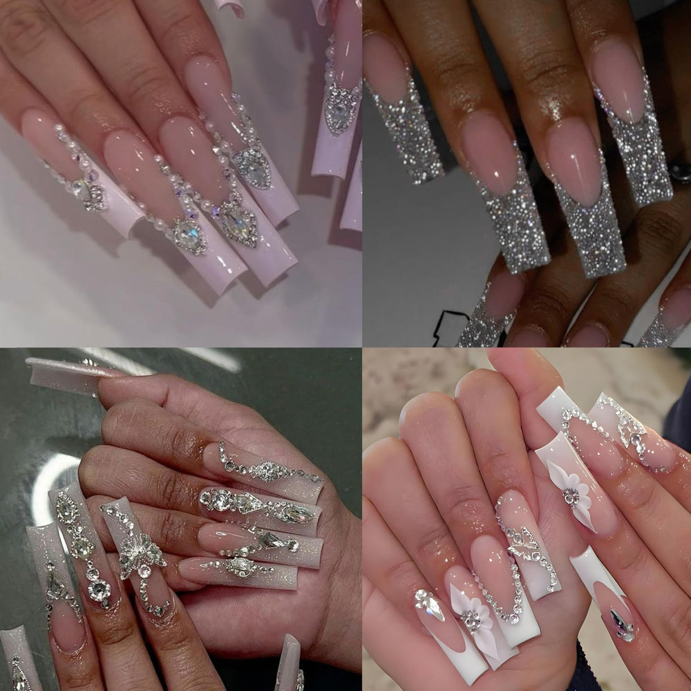 Yzzseven 2500 flat rhinestones mix for dazzling DIY nail art.