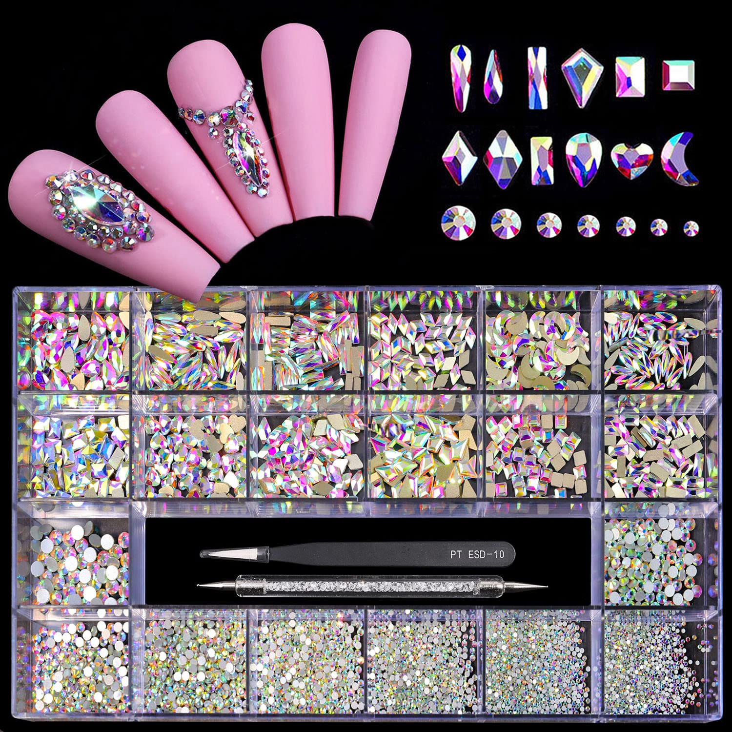 Yzzseven crystal AB diamonds close-up showcasing brilliant sparkle for nails