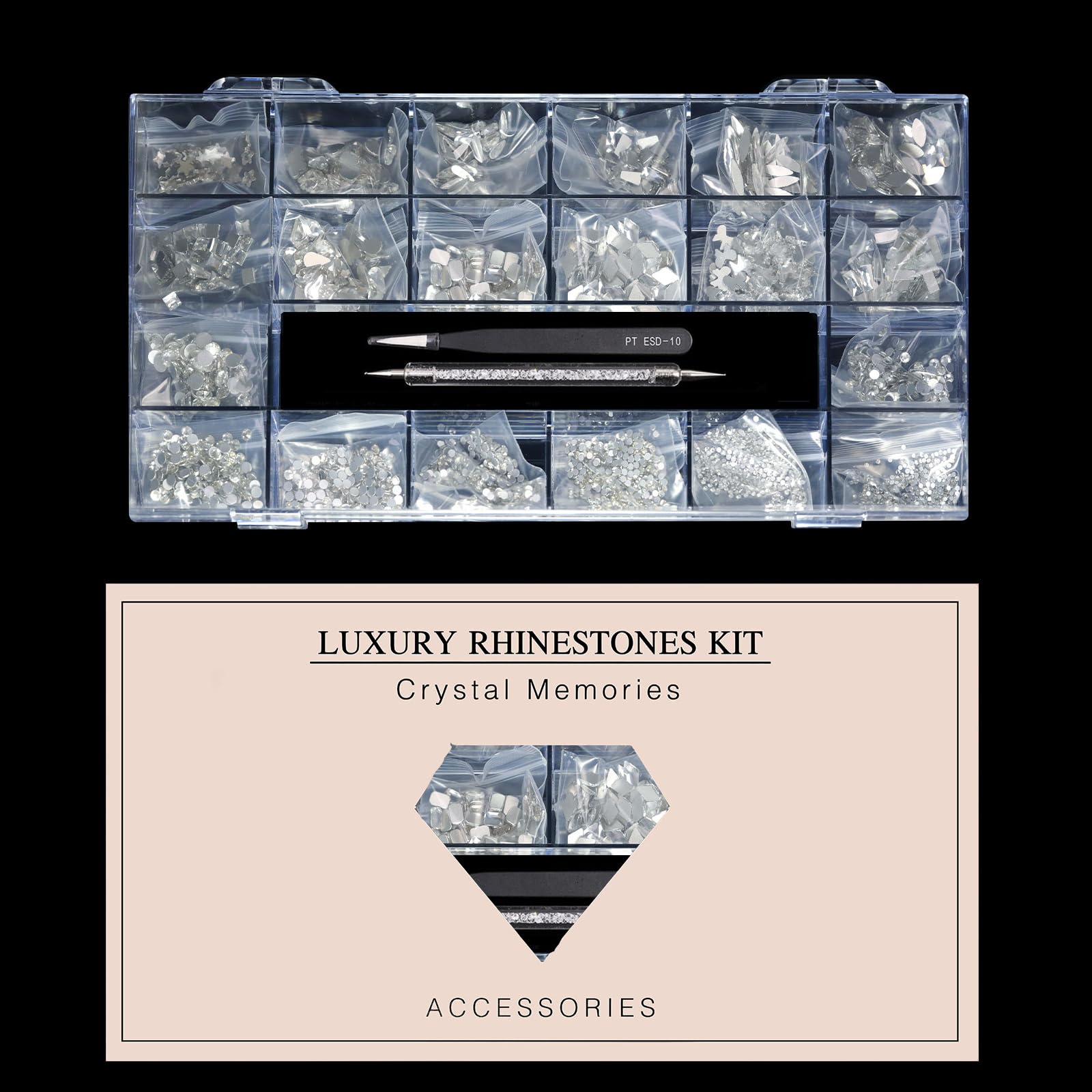 Yzzseven delicate packaging rhinestones keeps storage organized.