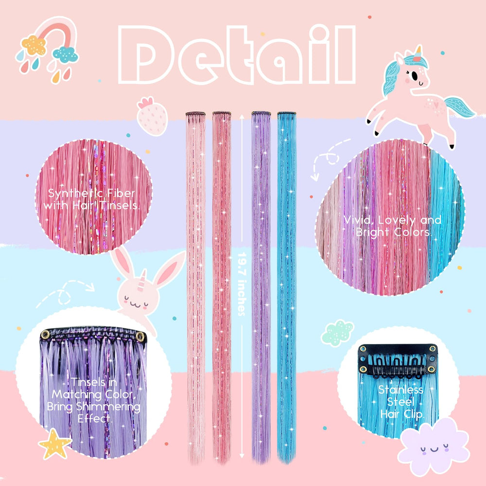 Z-CHARMMY 16-piece rainbow tinsel set offers versatile color options.